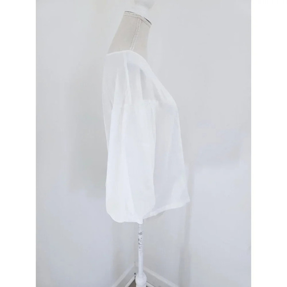 Elizabeth And James White Simi Sheer Polyester Crepe Bell Sleeve Blouse Top M - Picture 6 of 12